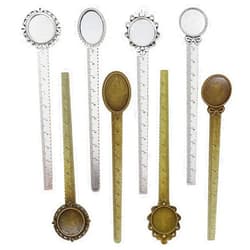 Honbay 8PCS Metal Bookmark Ruler Book Page Marker Retro Ruler Bookmark Pendant Tray Kit for School Office Supplies and Book Gifts Making (4 Styles, 2 Color)