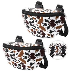 Huhumy 2 Pcs Insulated Saddle Pouch Print Endurance Waterproof Saddle Bag for Holding Cellphone Key Horse Riding Gear(Cow Print)