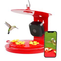 Perky-Pet Smart Bird Feeder with Camera for Hummingbirds - 20 oz Nectar Capacity, Motion-Activated HD Bird Cam, 2.4 GHz Wi-Fi, Battery Powered