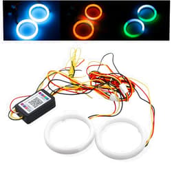 YSY 1Set 60mm RGB with Amber Turn Signal Angel Eyes LED Halo Rings for Car Headlight Lamp Daytime Running Light Mobile App Control (60mm)
