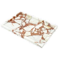Corinth 100% Natural Marble Serving Tray Luxury Calaccata Viola Marble Storage Tray for Home Decor Stone Tray for Bathroom/Kitchen/Vanity/Dresser,Plate Holder for Tissues, Candles, Towel
