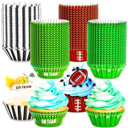 Gejoy 1000 Pcs Football Cupcake Baking Cup Paper Muffin Liners Black and White Stripes Black Cupcake Wrappers for Birthday Weddings Parties Decorations