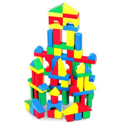 Melissa & Doug Wooden Building Blocks Set - 100 Blocks in 4 Colors and 9 Shapes - FSC Certified