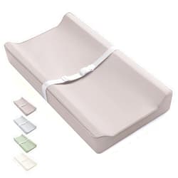 Blissful Diary Vegan Leather Baby Changing Pad with Waterproof & Wipe-Clean PU Cover, Standard Size Cozy Diaper Changing Pad for Dresser and Table, Taupe