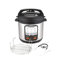 Hamilton Beach 6-in-1 Electric Pressure Cooker with Temperature Probe, Slow Cooks, Sautés, Browns, Steams, Rice Function, Egg and More, 6 Quart Capacity, Stainless Steel (34506)