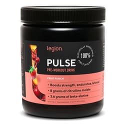 LEGION Pulse Pre Workout Supplement - All Natural Nitric Oxide Preworkout Drink to Boost Energy, Creatine Free, Naturally Sweetened, Beta Alanine, Citrulline, Alpha GPC (Fruit Punch)