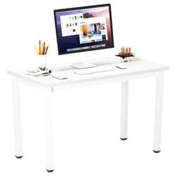 DlandHome 39 inches Small Computer Desk for Home Office Activity Table Writing Table for Small Spaces Study Table Student Laptop Desk White DND-AC3DW-100