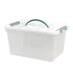 Saedy 14 Quart Latching Box, Great Funtionality Plastic Storage Bin with Lid, Clear Transparent Box with Handles