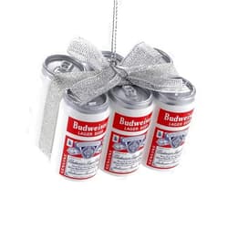 Kurt S. Adler Budweiser Vintage Can 6 Pack with Bow Ornament AB1151 New for Christmas