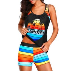 Yonique Two Piece Tankini Bathing Suits T-Back Blouson Swim Tops with Boy Shorts Women Swimsuits Sporty Swimwear
