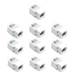 Antrader RJ45/Cat6/Cat5e Tool-Less Keystone Jack Connector Adapter, Keystone Module Connector, for Internet Network Ethernet LAN Cable, with Color Coded Wiring Schema Snap in Stand, 10-Pack