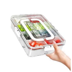 Osvela Divided Serving Tray with Lid and Handle Snack Box Charcuterie Snackle Box Container for Portable Rotating Snack Platters for Candy, Fruits, Nuts, Snacks, Party, Entertaining, Picnic