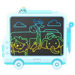 FLUESTON LCD Writing Tablet for Kids Car Shape, Kids Toys Gifts for 3 4 5 6 7 7+ Year Old Boys Girls Drawing Coloring LCD Doodle Board Pad Car Road Trip Travel Essentials with Attached Pen for Toddler