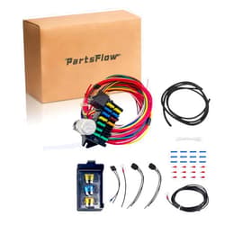 PartsFlow 12 Circuit Wiring Harness, Universal Wire Harness 12 Volts fits for Street Rods/Classic Cars/Hot Rods Muscle Car