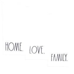 Rae Dunn Set of Hand Towels for Kitchen and Bathroom, 100% Cotton, Embroidered Dish Towels, Decorative Hand Towels, White- Family/Home/Love, 3 Pack