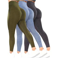 ATHVOTAR 3 Pack Butt Lifting Workout Leggings Women High Waist Seamless Scrunch Butt Booty Gym Leggings
