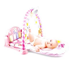 Kexle 3 in 1Play Mat Activity Gym for Baby,Large Baby Game Pad Music Pedal Piano Music Fitness Rack Crawling Mat,Lay to Sit-Up Early Development Activity Centers for Infants and Toddlers (A-Pink)