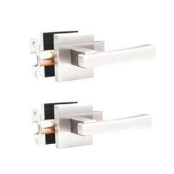 knobelite 2 Pack Passage Door Handle,Keyless Stain Nickel Interior Door Knob,Heavy Duty Door Lever Hardware for Hallway,Office,Reversible for Left & Right