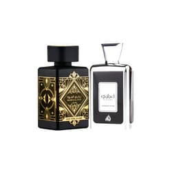 Lattafa Perfumes for Unisex 2 Piece Eau de Parfum Gift Set (Bade'e Al Oud Oud For Glory + Ejaazi Intensive Silver) 3.4 Ounce/100 ml each