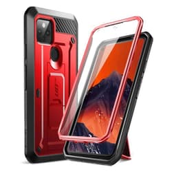 SupCase Unicorn Beetle Pro Series Case for Google Pixel 5 (2020 Release), Full-Body Rugged Holster Case with Built-in Screen Protector (Metallic Red)