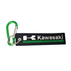 Usnyabni JUSTSWAG TANGDIAABBCC Pasdec 1x Stitching Fabric Tag Keychain with Aluminum D Shape Carabiner Green Color Clip Hook Motorcycles Bike Biker Key Chain Compatible Fit Use for Kawasaki