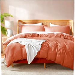 Nestl Twin Duvet Cover Set - Soft Double Brushed Rust Duvet Cover Twin/Twin XL, 2 Piece, with Button Closure, 1 Duvet Cover 68x90 inches and 1 Pillow Sham