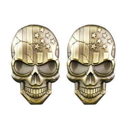 GeRRiT 2 Pcs Skull Skeleton Devil Death USA Flag Metal Emblem 3D Car Trucks Motorcycle Badge Sticker Decal Universal (Bronze)