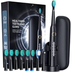 TEETHEORY Electric Toothbrush with Travel Case, Sonic Toothbrush for Adults with 8 Brush Heads for 2-Year Use, 40000 VPM Deep Clean Rechargeable Toothbrushes Last 30 Days with 5 Modes
