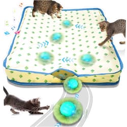 Waaiio Automatic Moving Cat Ball Toy in Pouch,Chirping & Motion Activated Rechargeable Cat Toy,Hide and Seek Chase Rolling Ball Exercise Game