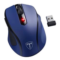 HOTWEEMS Wireless Mouse, D-09 Computer Mouse USB Cordless Mice for Laptop, Ergo Grips, Lightspeed 5-Level 2400 DPI, 16 Months Battery, Portable for PC Mac Chromebook (Sapphire Blue, 1 Pack)