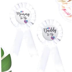TRUSTORIC Mommy and Daddy To Be Tinplate Badge Pins, 2Pcs Perfect Baby Shower/Gender Reveal Button Pins for New Parents Baby Shower Pins Party Favor for Every Mom To Be and Dad To Be