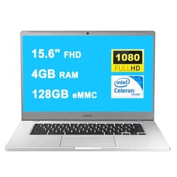 SAMSUNG 4+ Chromebook Laptop Computer 15.6'' FHD WLED Display Intel Celeron Processor N4000 4GB RAM 128GB eMMC 256GB SD Card USB-C Webcam Chrome OS, Silver