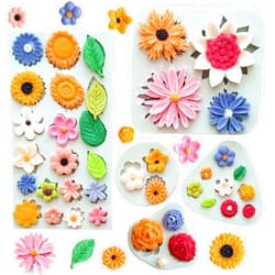 LLchunyun 5Pcs Flower Silicone Molds Small Flower Chocolate Mold Daisy Rose Flowers Fondant Molds for Cake Cupcake Decorating Sunflower Leaves Polymer Clay Resin Mold Soap Ice Cube for Baking