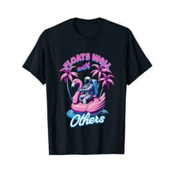 BizzyflyUSA Floats Well With Others Astronaut Flamingo Float Lazy River T-Shirt