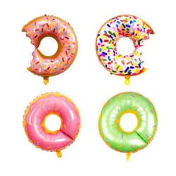 DYT 4PCS Donut Foil Balloons Kit Large Multicolor Sprinkle Aluminum Film Balloons for Baby Shower Donut Themed Party Birthday Decoration