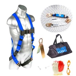 Palmer Safety Fall Arrest Roofing Duffle Bag Kit I Full-Body Harness, 50' Vertical Rope & Anchor Set I OSHA & ANSI COMPLIANT