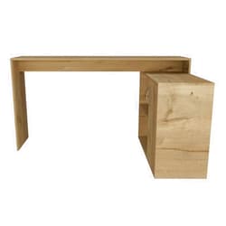 DEPOT E-SHOP Boston L-Shaped Desk, Single Door Cabinet, 2 Open Shelves, 2 Interior Shelves, Light Oak