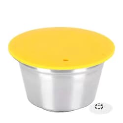 Longzhuo Coffee Capsule,40ML Coffee Capsule Stainless Steel Reusable Refillable Filter Cup for Dolce Gusto Coffee Maker Suitable for Use at Home or Office (Yellow)