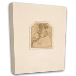 By ArtDirect P. & D. Colnaghi 15x18 Gallery Wrapped Canvas Museum Art Print Titled: Leonardo Da Vinci - Drawing of a Man on Horseback (1900)