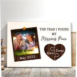 Rubitu The Year I Found My Missing Piece Poster Custom, Personalized Couple Gifts For Him Her, Anniversary Wedding Gifts For Husband Wife Boyfriend Girlfriend, Just Married Couple Gifts, Valentine Gifts for Couple