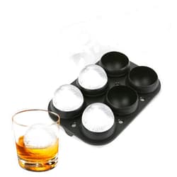 Samuelworld Large Ice Ball Maker with Lid, 6 x 2.5 Inch Ice Balls - BPA Free, Easy To Fill Round Silicone Ice Tray, Perfect Spheres Craft Ice Maker for Whiskey, Cocktails, Gifting - Black