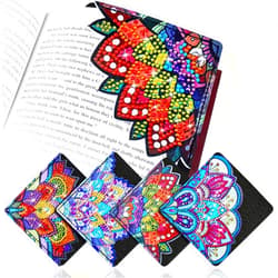 BSRESIN Diamond Art Bookmarks, 4 PCS Cute Diamond Art Bookmarks for Book Lovers, DIY Corner Bookmark Diamond Art Kits for Kids