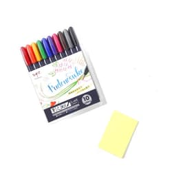 Tombow Fudenosuke Colors Set 10-Pack, WS-BH10C. Hard Tip Fudenosuke Fude Brush Pens in Assorted Colors for Calligraphy and Art Drawings
