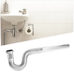 Yuecoom Brass Flexible P Trap Pipe, Corrugated Decorative No Odor Bendable Sink Drain Tubing for Bathroom Kitchen Sink Drain