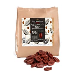 Valrhona Premium French Baking Dark Chocolate Discs (Feves). EQUATORIALE 55% Cacao. Easy Melt & Tempering. Creamy and Balanced. Great for Sauces, Cakes, Mousses, Frostings, and Candies 1kg (Pack of 1)