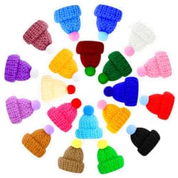 PENTA ANGEL Christmas Mini Knitting Hats Penta Angel 20Pcs Assorted Color Small Santa Wool Yarn Doll Hats Bottle Caps for Christmas Tree Hanging Ornaments Snowmen Art and Craft DIY Hair Accessories (Mixed Color)
