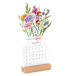 Juszok Bloomy Flowers Desk Calendar 2025 Small Desk Calendar Mini Creative Removable Vase Shaped Monthly Calendar Planner for Home Office School