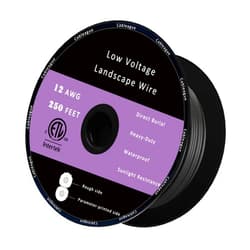 Cableague 12/2 Low Voltage Landscape Lighting Wire 250ft 12AWG*2C Waterproof Conductor Outdoor Direct Burial 250 feet Black