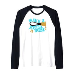 ADC Handbell Players Gear and Gifts For Handbell Choir Ringers Make A Joyful Noise Graphic Raglan Baseball Tee
