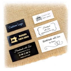 Generic 30-200 Custom Logo Iron on or Sew on Labels, Personalized Sewing Labels, Washable Fabric Tags for Handmade, Knitting, Clothing, Quilting and Sewing Crafts, Custom Name Tags for Clothes